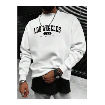 Manfinity Sporsity Letter Graphic Drop Shoulder Sweatshirt Beyaz
