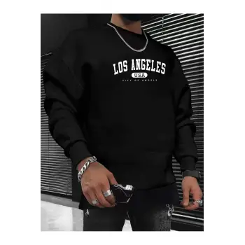 Manfinity Sporsity Letter Graphic Sweatshirt Siyah