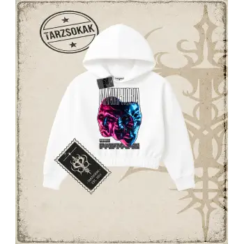 MANIAPHOBIA Kadın Crop Kapşonlu Sweatshirt