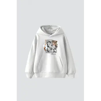 Marilyn Monroe Baskılı Oversize Unisex Beyaz