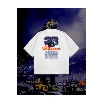 Max Verstappen Baskılı Oversize Unisex Pamuklu Nefes Alan Kalın Kumaşlı