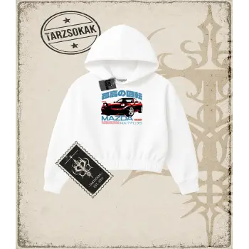 MAZDA RX7 Kadın Crop Kapşonlu Sweatshirt