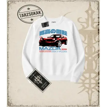 MAZDA RX7 Oversize Unisex Bisiklet Yaka Sweatshirt