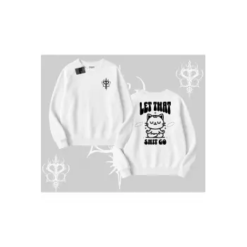 Meditasyon Yapan Kedi Baskılı Biskilet Sweatshirt