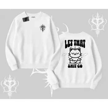 Meditasyon Yapan Kedi Baskılı Biskilet Sweatshirt