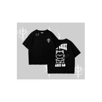 Meditasyon Yapan Kedi Baskılı Oversize Tshirt
