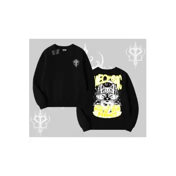 Meowsic Purrfect Kedi Arka Baskılı Biskilet Sweatshirt