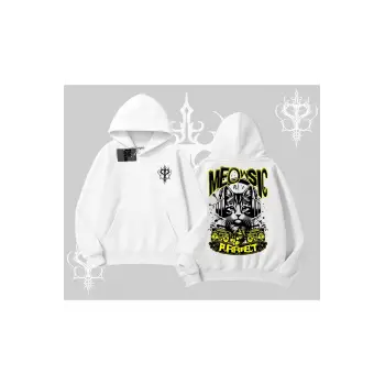 Meowsic Purrfect Kedi Arka Baskılı Kapşonlu Sweatshirt