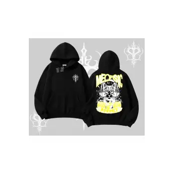 Meowsic Purrfect Kedi Arka Baskılı Kapşonlu Sweatshirt
