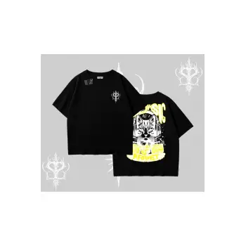 Meowsic Purrfect Kedi Arka Baskılı Oversize Tshirt