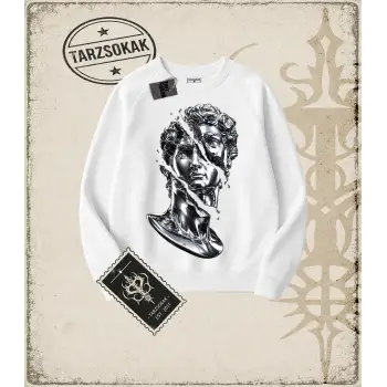 METALLIC GRAPHIC   Oversize Unisex Bisiklet Yaka Sweatshirt