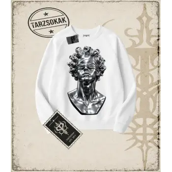 METALLIC GRAPHIC   Oversize Unisex Bisiklet Yaka Sweatshirt