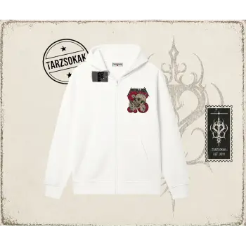 Metallica Kadın Oversize Unisex Hırka & Çeket Fermuarlı Sweatshirt Beyaz