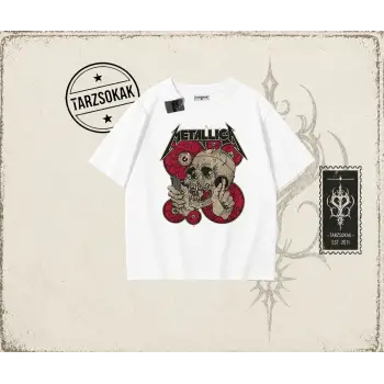 Metallica Kadın Oversize Unisex Tişört Beyaz