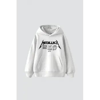 Metallica Road Reload Baskılı Oversize Unisex Beyaz