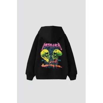 Metallica Skull Baskılı Oversize Unisex Premium Siyah