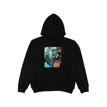 Metro Siyah Oversize Unisex Kapüşonlu Sweatshirt Hoodie