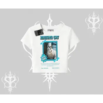 Missing Cat Baskılı Babby Tee Tshirt