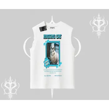 Missing Cat Baskılı Kolsuz Tshirt