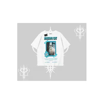 Missing Cat Baskılı Oversize Tshirt