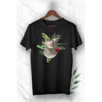 Mitoloji Heykel Baskılı Siyah Unisex Tişört