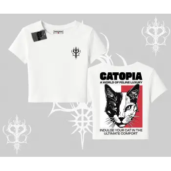 Modern Kedi Temalı Arka Baskılı Babby Tee Tshirt