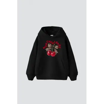 Mon Cherie Baskılı Oversize Unisex Siyah