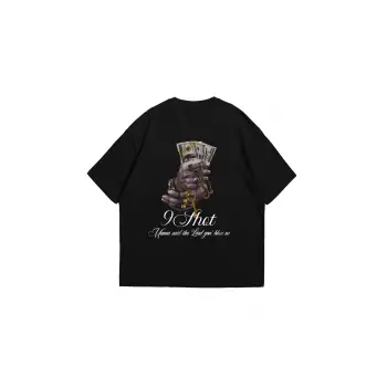 Money Hand Baskılı Oversize Unisex Siyah