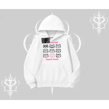 My Mood Right Now Yazılı Sevimli Kedi Kapşonlu Sweatshirt