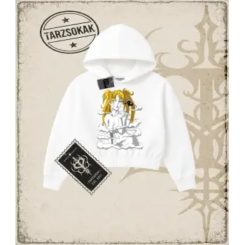 Naruto Anime Baskılı Kadın Crop Kapşonlu Sweatshirt