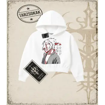 Naruto Anime Baskılı Kadın Crop Kapşonlu Sweatshirt