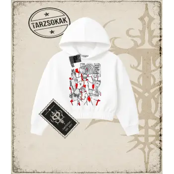 Naruto Anime Baskılı Kadın Crop Kapşonlu Sweatshirt