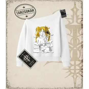 Naruto Anime Baskılı Kadın Kayık Yaka Sweatshirt