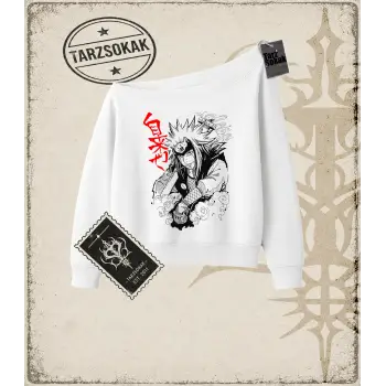 Naruto Anime Baskılı Kadın Kayık Yaka Sweatshirt