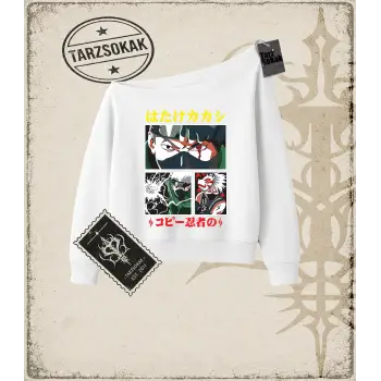 Naruto Anime Baskılı Kadın Kayık Yaka Sweatshirt
