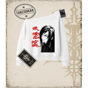 Naruto Anime Baskılı Kadın Kayık Yaka Sweatshirt