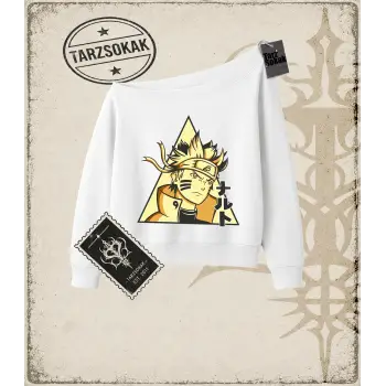 Naruto Anime Baskılı Kadın Kayık Yaka Sweatshirt