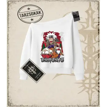 Naruto Anime Baskılı Kadın Kayık Yaka Sweatshirt