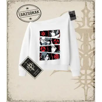 Naruto Anime Baskılı Kadın Kayık Yaka Sweatshirt