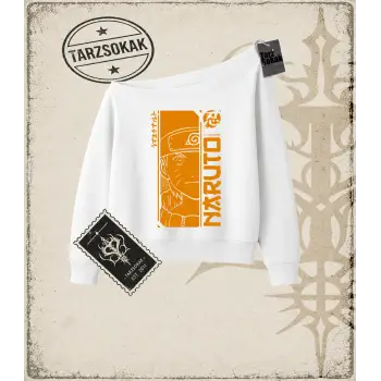 Naruto Anime Baskılı Kadın Kayık Yaka Sweatshirt