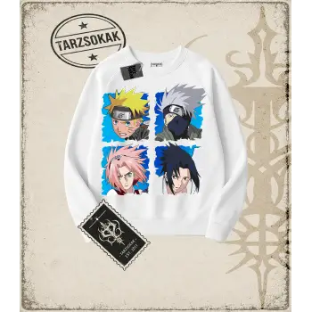 Naruto Anime Baskılı Oversize Unisex Bisiklet Yaka Sweatshirt
