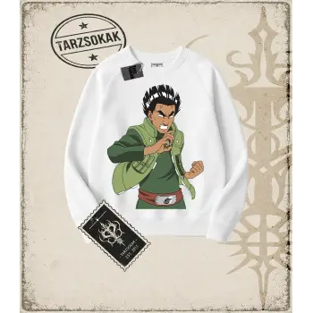 Naruto Rock Lee Anime Baskılı Oversize Unisex Bisiklet Yaka Sweatshirt
