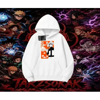 Naruto Uzumaki Premium Anime Oversize Unisex Kapşonlu Sweatshirt Beyaz