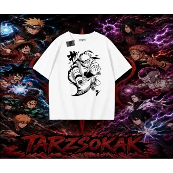 Naruto Uzumaki Premium Anime Oversize Unisex Tişört Beyaz