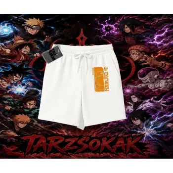 Naruto Uzumaki Premium Anime Unisex Şort Beyaz