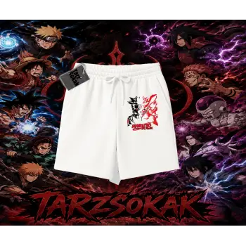 Naruto Uzumaki Premium Anime Unisex Şort Beyaz