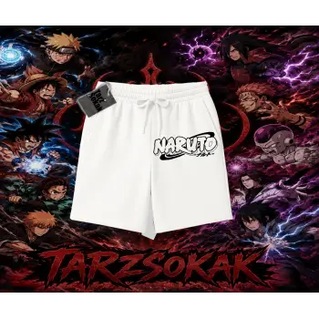 Naruto Uzumaki Premium Anime Unisex Şort Beyaz