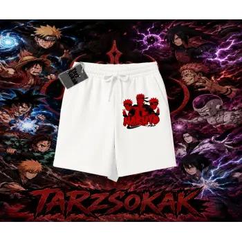 Naruto Uzumaki Premium Anime Unisex Şort Beyaz