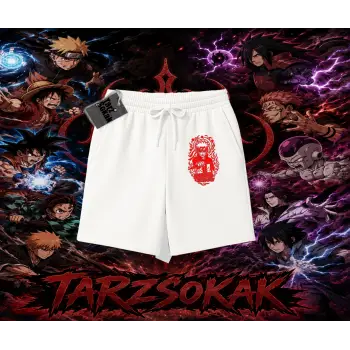 Naruto Uzumaki Premium Anime Unisex Şort Beyaz