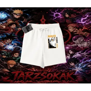 Naruto Uzumaki Premium Anime Unisex Şort Beyaz